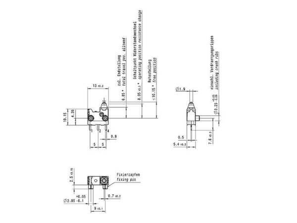 Marquardt 01060.2601-01 Mikroschalter 14 V/DC 0.1 A 1 x Ein/(Ein) Betätigerseite: IP67/Anschlussseite: IP00 tastend 1 S