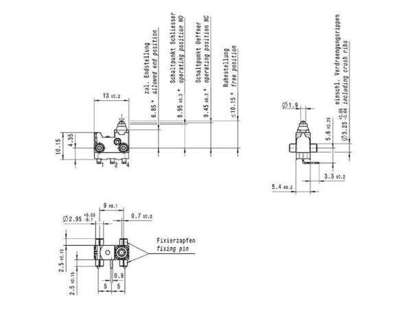 Marquardt 01065.3603-01 Mikroschalter 30 V/DC 0.1 A 1 x Ein/(Ein) Betätigerseite: IP67/Anschlussseite: IP00 tastend 1 S