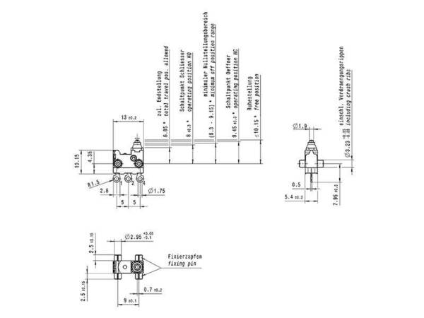 Marquardt 01075.0603-01 Mikroschalter 30 V/DC 0.1 A 1 x Ein/(Aus)/(Ein) Betätigerseite: IP67/Anschlussseite: IP00 taste
