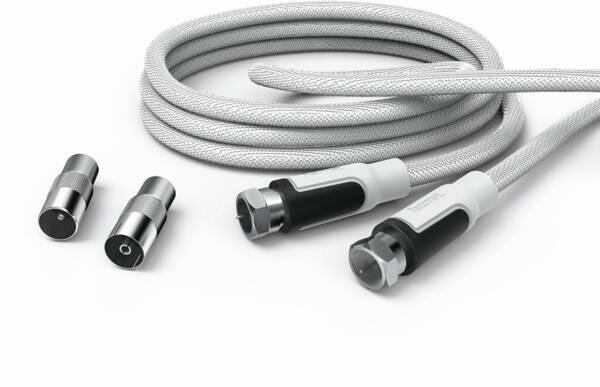 56588 TV-KABEL 100DB 6M, 2 ADAPTER - Weiss