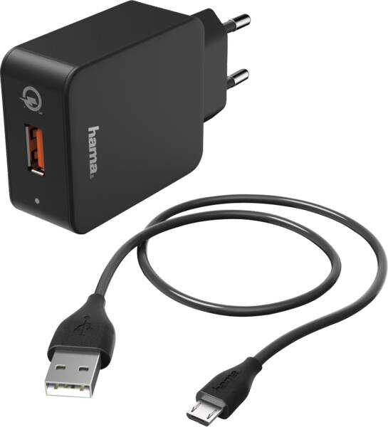 133754 Ladegerät QC 3.0 + Micro-USB-Kabel 1,5m - Schwarz