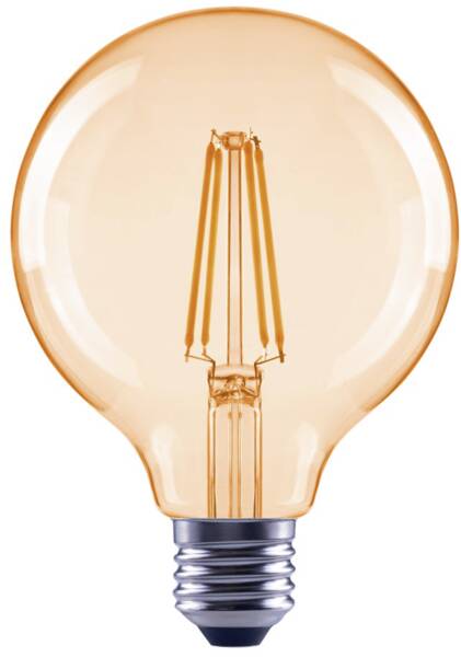 112820 G95 Fil Cl E27 680lm ww amber
