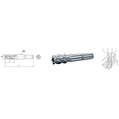 ELMAG - HSS Co5-Schaft-Schlichtfräser mit Morsekegel DIN 845 ø25,0mm kurz