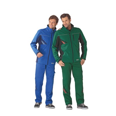 Planam - Wetter- und Kälteschutz-Softshelljacke Highline 2385 grün/schwarz/rot, Größe XS