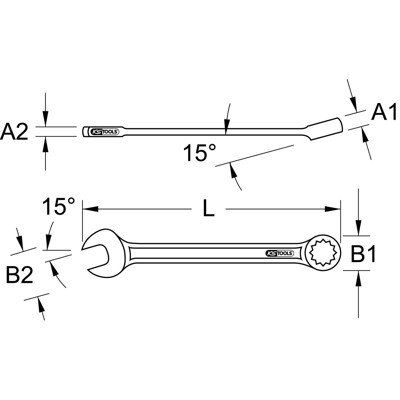 KSTOOLS® - TITANplus Ringmaulschlüssel, abgewinkelt, 12mm