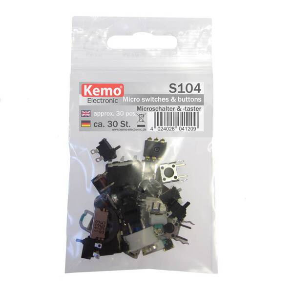 Kemo S104 Mikroschalter-Sortiment S104 tastend 30 Teile
