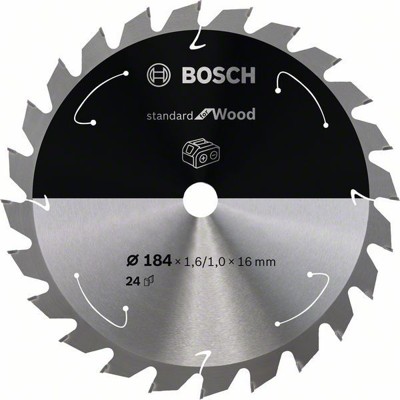 Bosch - Sägeblatt Standard for Wood für Akku-Handkreissäge 184 x 1,6/1 x 16, 24 Z