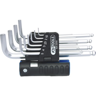 KSTOOLS® - 3 in 1 Innensechskant-Winkelstiftschlüssel-Satz, 10-teilig lang, Kugelkopf