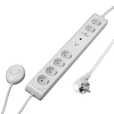 hama® - Steckdosenleiste, 1,5m, 6-fach, weiß, 00108839, m. Fußschalter