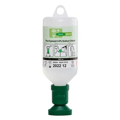 plum - Augenspülflasche, mit 500 ml 0,9 %iger Kochsalzlösung (Natriumchlorid)