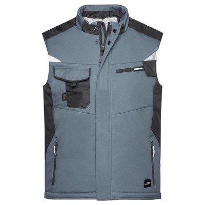 James & Nicholson - Workwear Winter Softshell Weste JN825, carbon/schwarz, Größe 6XL
