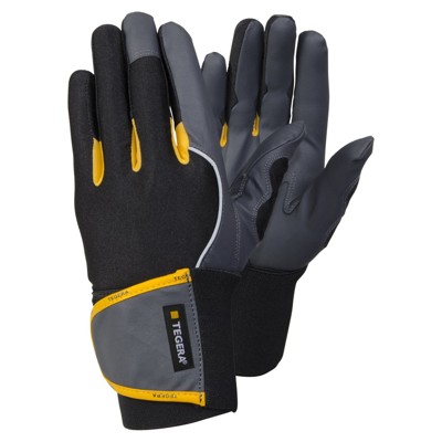 TEGERA® - Montagehandschuhe TEGERA 9195 PRO, Kat. II, schwarz/gelb/grau, Gr. 5