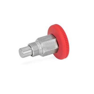 Ganter Norm® - 822.1-6-B-NI-RT Miniraster, Rastmechanik offen, mit rotem Knopf