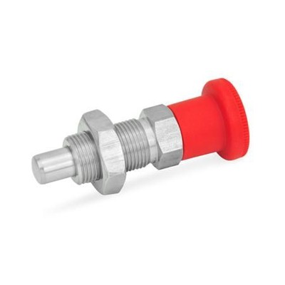 Ganter Norm® - 817-4-6-BK-NI-RT Edelstahl-Rastbolzen mit rotem Knopf