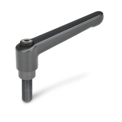 Ganter Norm® - 300-30-M3-8-SZ Verstellbare Klemmhebel, Zink-Druckguss, Schraube Stahl brüniert