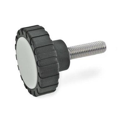 Ganter Norm® - 7336-34-M6-25-NI Rändelgriffschrauben, Kunststoff, mit Gewindestift Stahl / Edelstahl