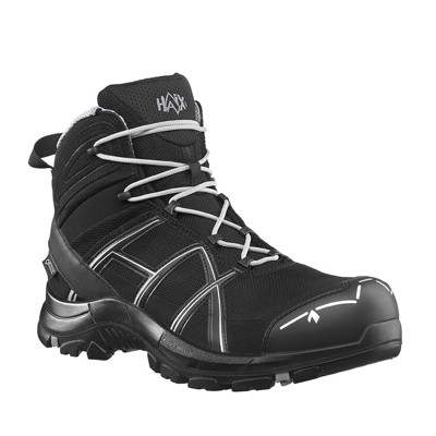 Haix - Sicherheitsstiefel BLACK EAGLE Safety 40.1 mid/black-silver, S3, schwarz/silber, Größe UK 11.0 / EU 46