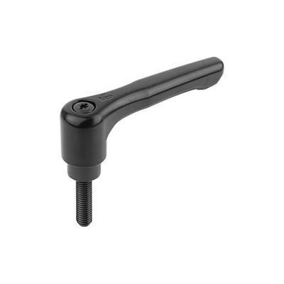 KIPP - KLEMMHEBEL FLACH GR.3 M10X40, ZINK SCHWARZ RAL9005 SEIDENMATT, KOMP:STAHL BRÜNIERT
