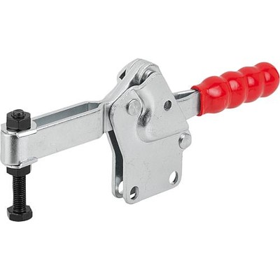 KIPP - SCHNELLSPANNER STANDARD L=277, FORM:B STAHL, FUß SENKRECHT, KOMP:KUNSTSTOFF, ROT, F2=5400