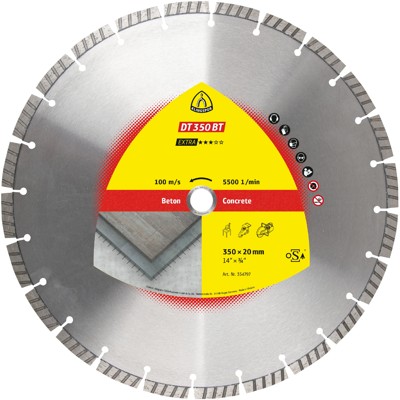 KLINGSPOR - Diamanttrennscheibe DT 350 BT, 350 x 3 x 25,4mm 24 Segmente, Turbo
