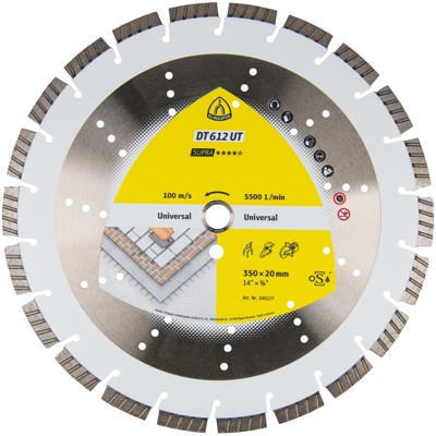 KLINGSPOR - Diamanttrennscheibe DT 612 UT, 400 x 3,6 x 25,4mm 26 Segmente 40 x 3,6 x 12mm