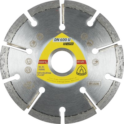 KLINGSPOR - Diamanttrennscheibe DN 600 U, 115 x 4,5 x 22,23mm 9 Segmente, 1 Stück