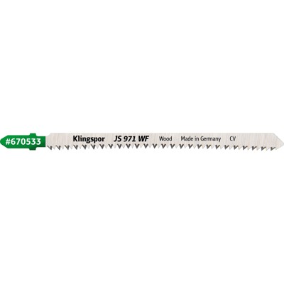 KLINGSPOR - JS 971 WF Stichsägeblätter, 132 x 8 x 1,45 mm Nutzlänge 110Crom-Vanadium, kreuzgeschliffen, konisch , 12 Zähne pro Zoll, SB-verpackt im Karton