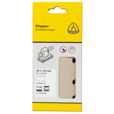 KLINGSPOR - PS 33 CK Streifen kletthaftend, 80 x 133 mm Korn 40 Lochform GL18, SB-verpackt im Reiter