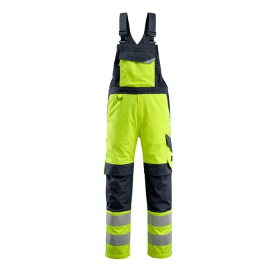 MASCOT® - Davos Latzhose mit Knietaschen MULTISAFE, hi-vis Gelb/Schwarzblau, Größe 82C66