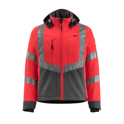 MASCOT® - Blackpool Soft Shell Jacke SAFE SUPREME, hi-vis Rot/Dunkelanthrazit, Größe S