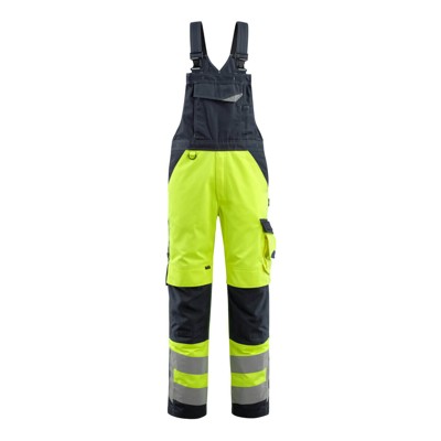 MASCOT® - Newcastle Latzhose mit Knietaschen - SAFE SUPREME - hi-vis Gelb/Schwarzblau, Gr. 82C66