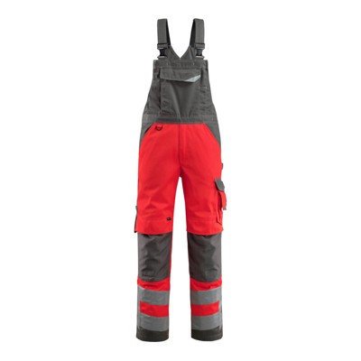 MASCOT® - Newcastle Latzhose mit Knietaschen - SAFE SUPREME - hi-vis Rot/Dunkelanthrazit, Gr. 82C68