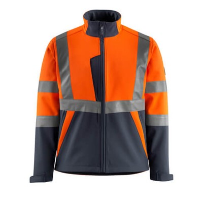 MASCOT® - Kiama Soft Shell Jacke SAFE LIGHT, hi-vis Orange/Schwarzblau, Größe 3XL