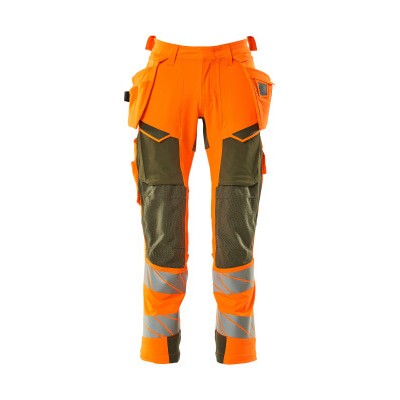 MASCOT® - Hose mit Hängetaschen ACCELERATE SAFE, hi-vis Orange/Moosgrün, Größe 76C58