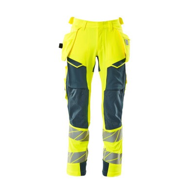 MASCOT® - Hose mit Hängetaschen ACCELERATE SAFE, hi-vis Gelb/Dunkelpetroleum, Größe 76C56