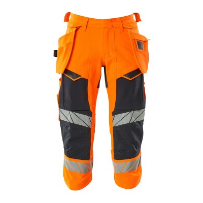 MASCOT® - Dreiviertel-Hose mit Hängetaschen - ACCELERATE SAFE - hi-vis Orange/Schwarzblau, Gr. C48
