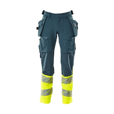 MASCOT® - Hose mit Hängetaschen ACCELERATE SAFE, Dunkelpetroleum/hi-vis Gelb, Größe 90C49