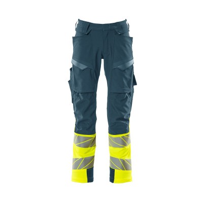 MASCOT® - Hose mit Knietaschen Dunkelpetroleum/Hi-vis Gelb 19179-511-4417, Größe 82 C47