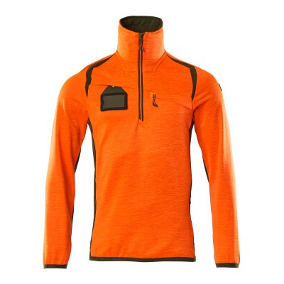 MASCOT® - Fleecepullover mit kurzem Reißverschluss - ACCELERATE SAFE - hi-vis Orange/Moosgrün, Gr. 4XL