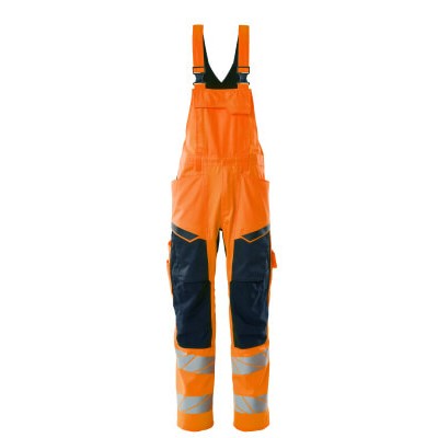 MASCOT® - Latzhose mit Knietaschen ACCELERATE SAFE, hi-vis Orange/Schwarzblau, Größe 90C50