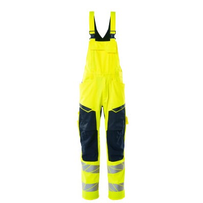 MASCOT® - Latzhose mit Knietaschen ACCELERATE SAFE, hi-vis Gelb/Schwarzblau, Größe 82C64