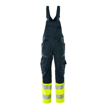 MASCOT® - Latzhose mit Knietaschen ACCELERATE SAFE, Schwarzblau/hi-vis Gelb, Größe 76C54