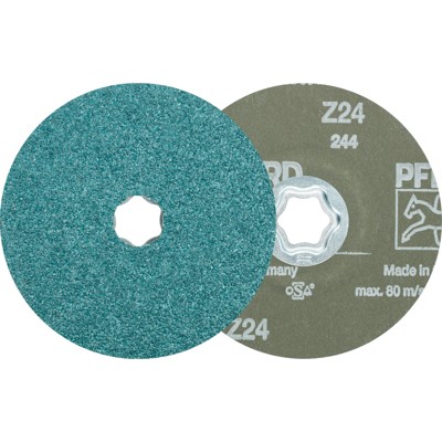 PFERD - COMBICLICK Zirkon Fiberscheibe Ø 125 mm Z24 für hohen Abtrag auf Stahl