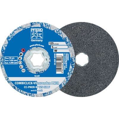 PFERD - COMBICLICK verpresste Vliesronde CC PNER Ø 125 mm Weich SIC Fein für Finish
