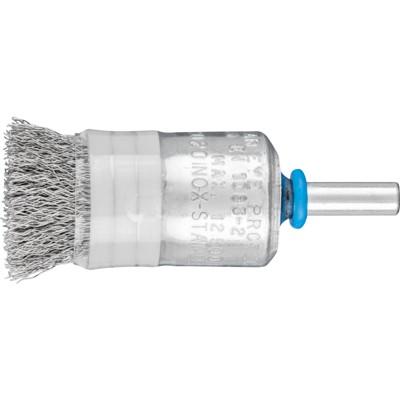 PFERD - Pinselbürste mit Stützring ungezopft PBUR Ø20mm Schaft-Ø6 mm Edelstahl-Draht-Ø0,20