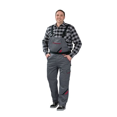 Planam - Latzhose 2332 schiefer/schwarz/rot, Größe 102