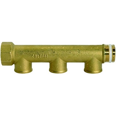 RIEGLER® - Verteilerrohr, 3 Abgänge, Eingang 2x 3/4", Ausgang 3x 1/2" I, Messing