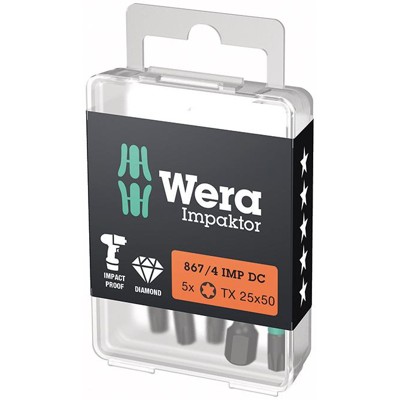 Wera® - Bit Impaktor 1/4" DIN 3126 E6,3 T25 x 50mm 5er Pack