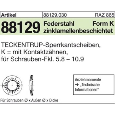 NOBRAND - ART 88129 TECKENTRUP-Sperrkantscheiben m. Kz. C 60 flZnnc SKK 6 flZnnc S