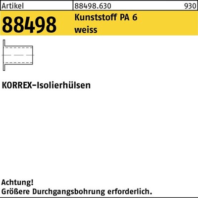 NOBRAND - KORREX-Isolierhülsen ART 88498 Kunststoff weiß für M 4 Länge 15 S